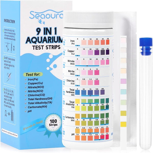 Seaoura ™ 9 in 1 Aquarium Test Strips-Pond Fish Tank Water Test Kit